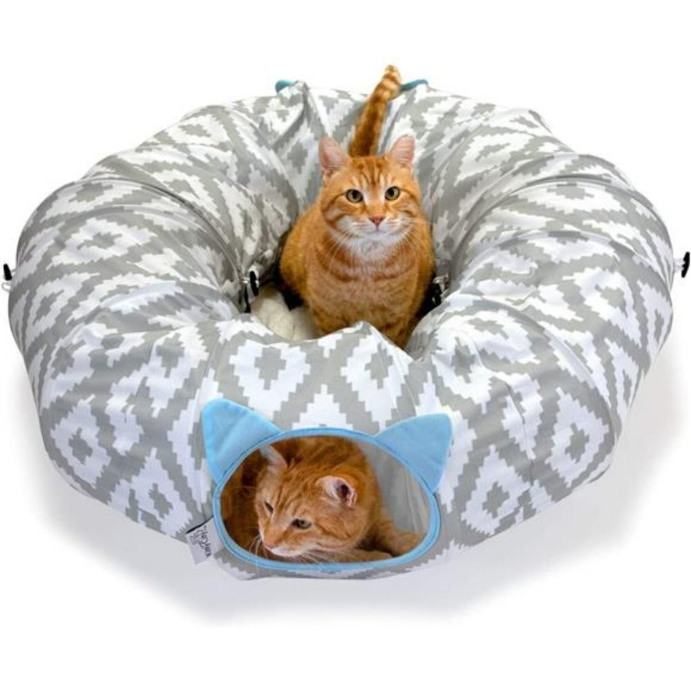 Large Cat Tunnel Bed with Toys - 39in Play & Nap Combo